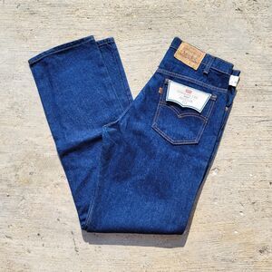 Vintage 80s Deadstock Levi's 513 Dark Wash Straight Leg Jeans